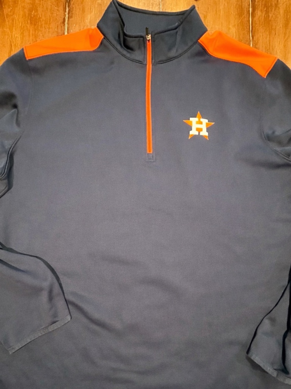 EUC MLB 2XL Men's Navy and Orange Houston Astros Quarter-Zip Pullover